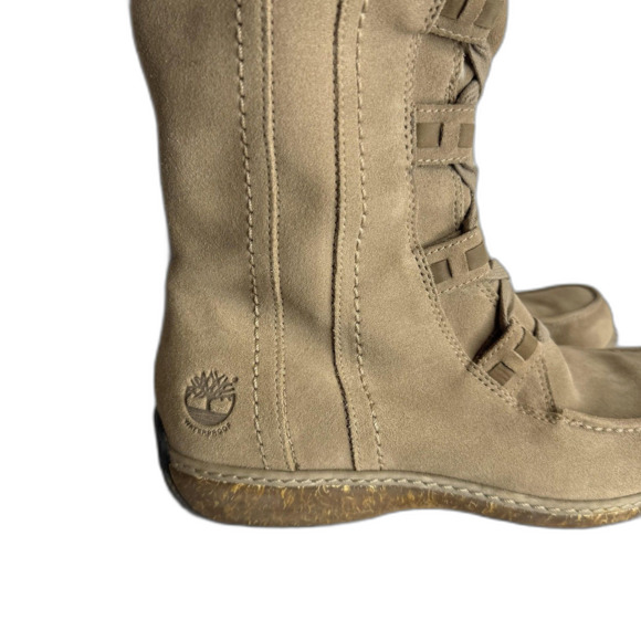 Timberland Boots Womens Size 7 Tall Waterproof Suede Shearling Winter - Picture 7 of 10